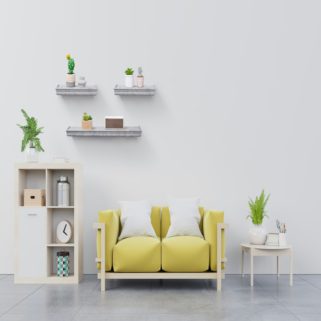 3-Piece Floating Wall Shelves, 23.62" Wood Wall Mounted Shelf Set for Books, Plants & Decor with Invisible Brackets, Gray