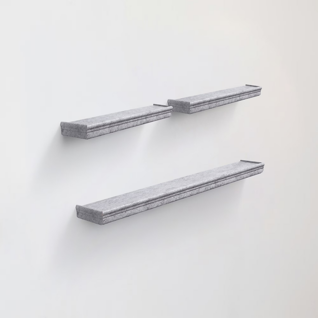 3-Piece Floating Wall Shelves, 23.62" Wood Wall Mounted Shelf Set for Books, Plants & Decor with Invisible Brackets, Gray