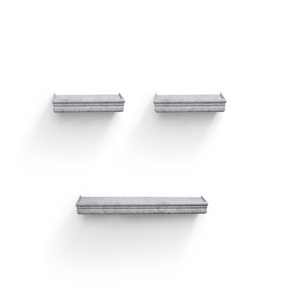 3-Piece Floating Wall Shelves, 23.62" Wood Wall Mounted Shelf Set for Books, Plants & Decor with Invisible Brackets, Gray