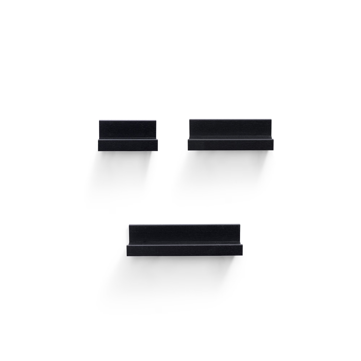 3-Piece Floating Wall Shelves, 18.11" Wood Wall Mounted Shelf Set for Books, Plants & Decor with Invisible Brackets, Black