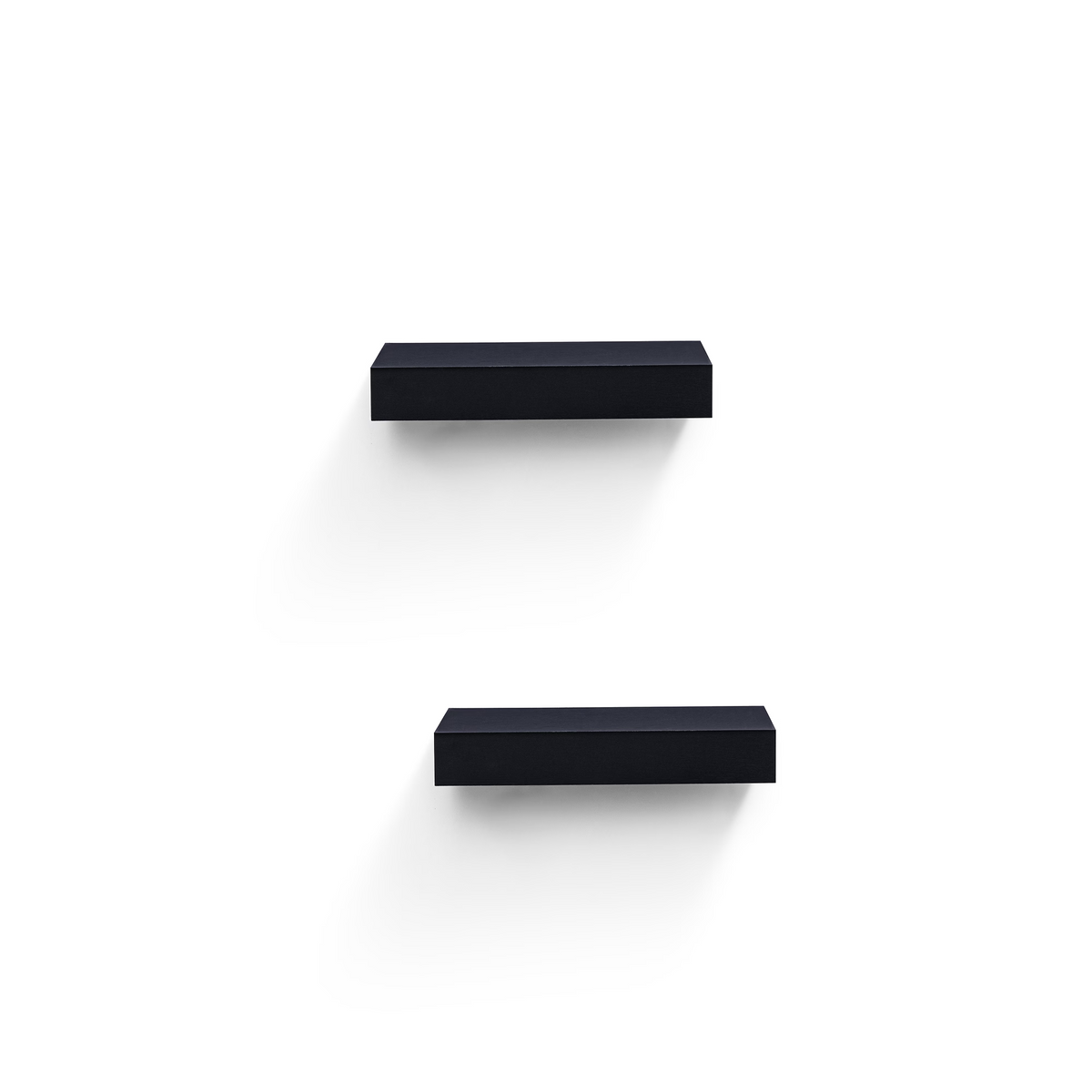 2-Piece Floating Wall Shelves, 14.96" Wood Wall Mounted Shelf Set for Books, Plants & Decor with Invisible Brackets, Black