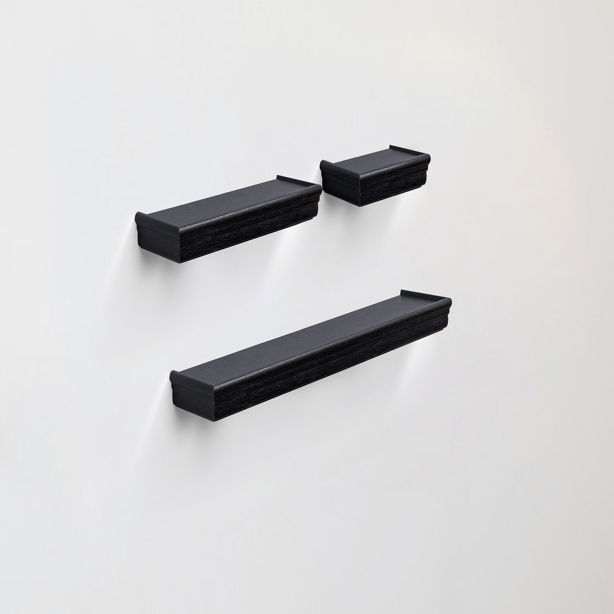 3-Piece Floating Wall Shelves, 17.91" Wood Wall Mounted Shelf Set for Books, Plants & Decor with Invisible Brackets, Black