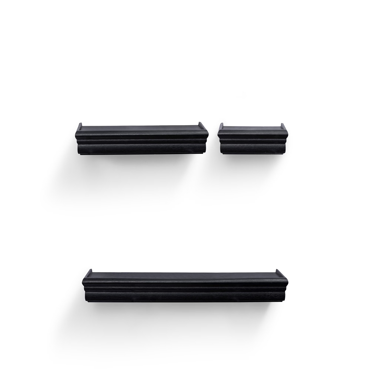 3-Piece Floating Wall Shelves, 17.91" Wood Wall Mounted Shelf Set for Books, Plants & Decor with Invisible Brackets, Black