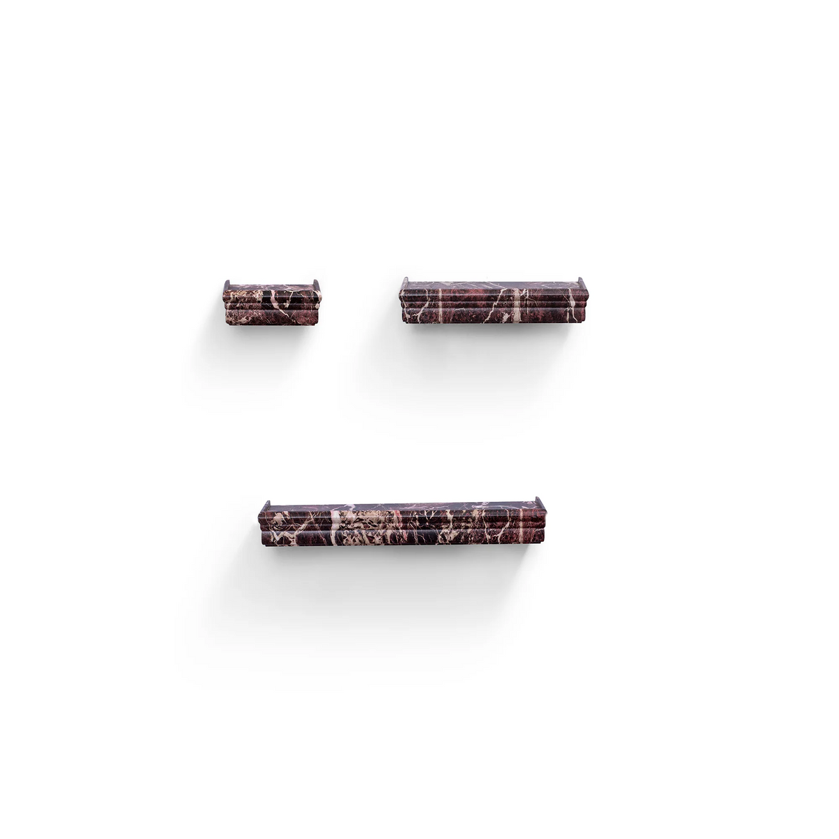 3-Piece Floating Wall Shelves, 17.91" Wood Wall Mounted Shelf Set for Books, Plants & Decor with Invisible Brackets, Brown Marble