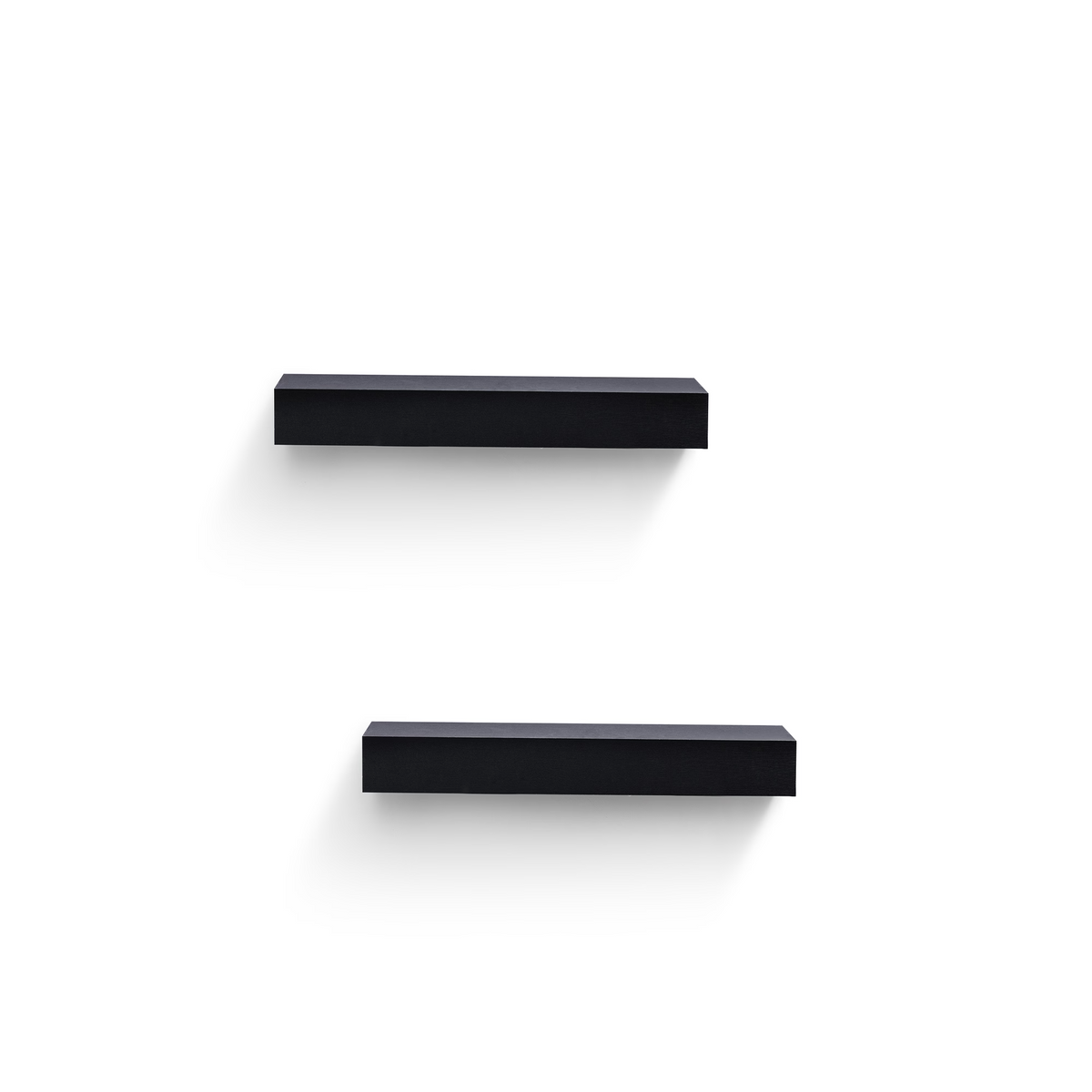 2-Piece Floating Wall Shelves, 18.11" Wood Wall Mounted Shelf Set for for Books, Plants & Decor with Invisible Brackets, Black