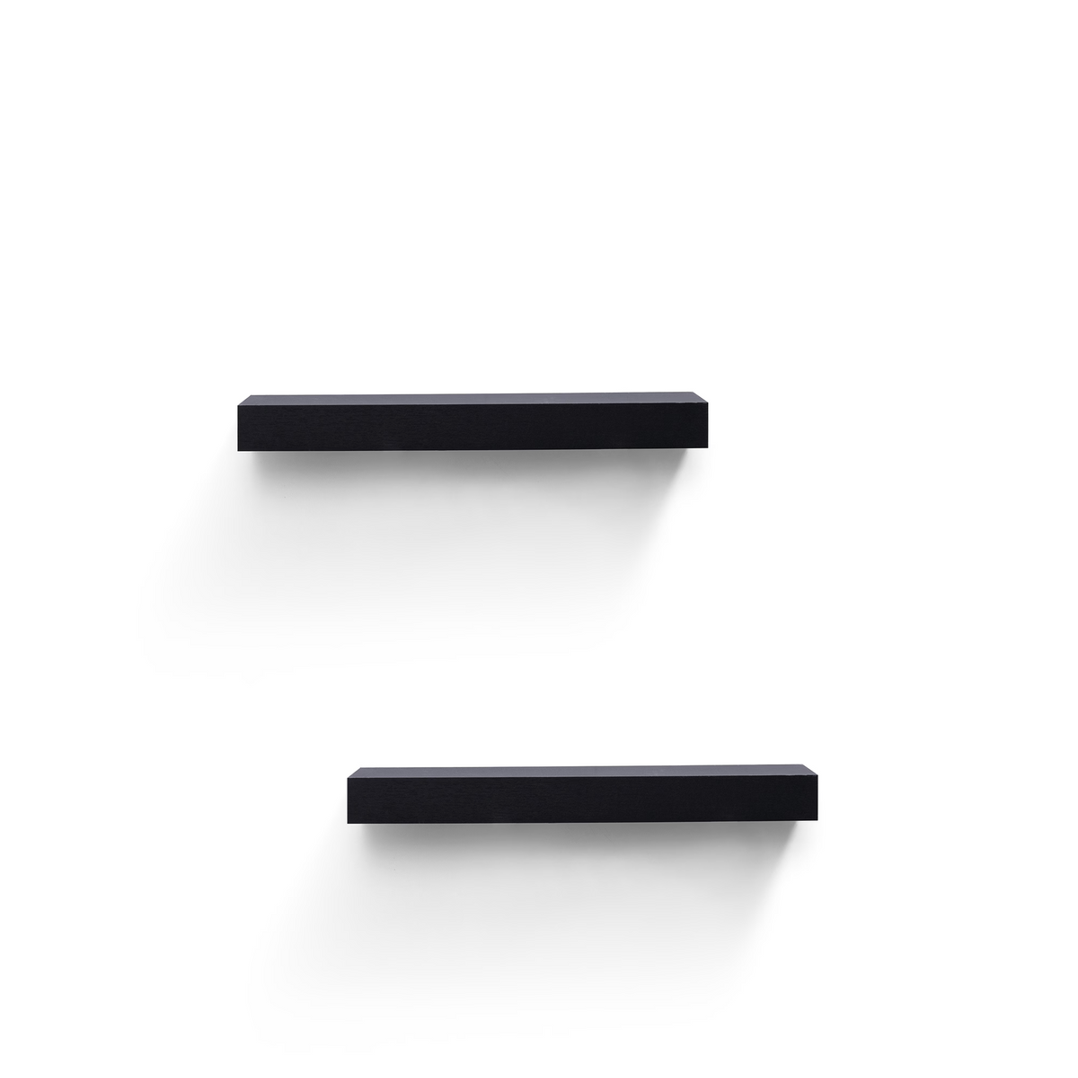 2-Piece Floating Wall Shelves w/LED Light, 18.11" Wood Wall Mounted Shelves for Books, Plants & Decor, Invisible Brackets, Black