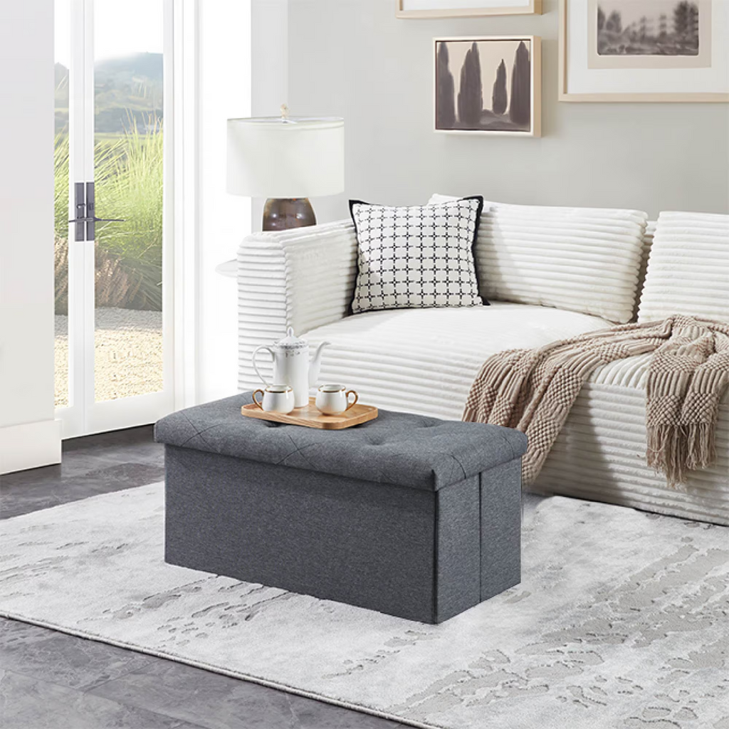 Folding Storage Bench, Foot Rest, End of Bed Bench, Storage Chest, for Living Room, Bedroom, Entryway