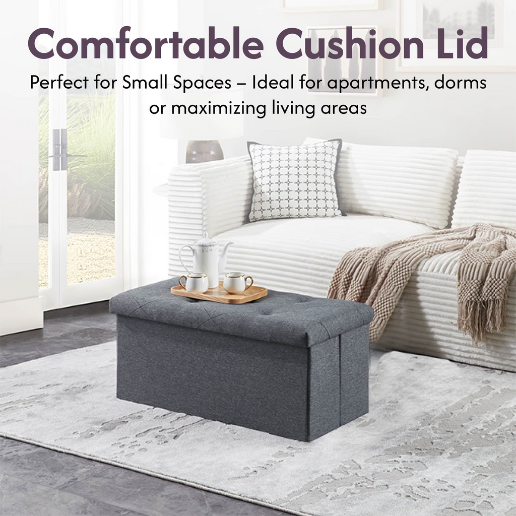 Folding Storage Bench, Foot Rest, End of Bed Bench, Storage Chest, for Living Room, Bedroom, Entryway