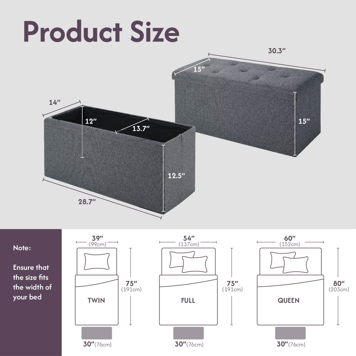 Folding Storage Bench, Foot Rest, End of Bed Bench, Storage Chest, for Living Room, Bedroom, Entryway