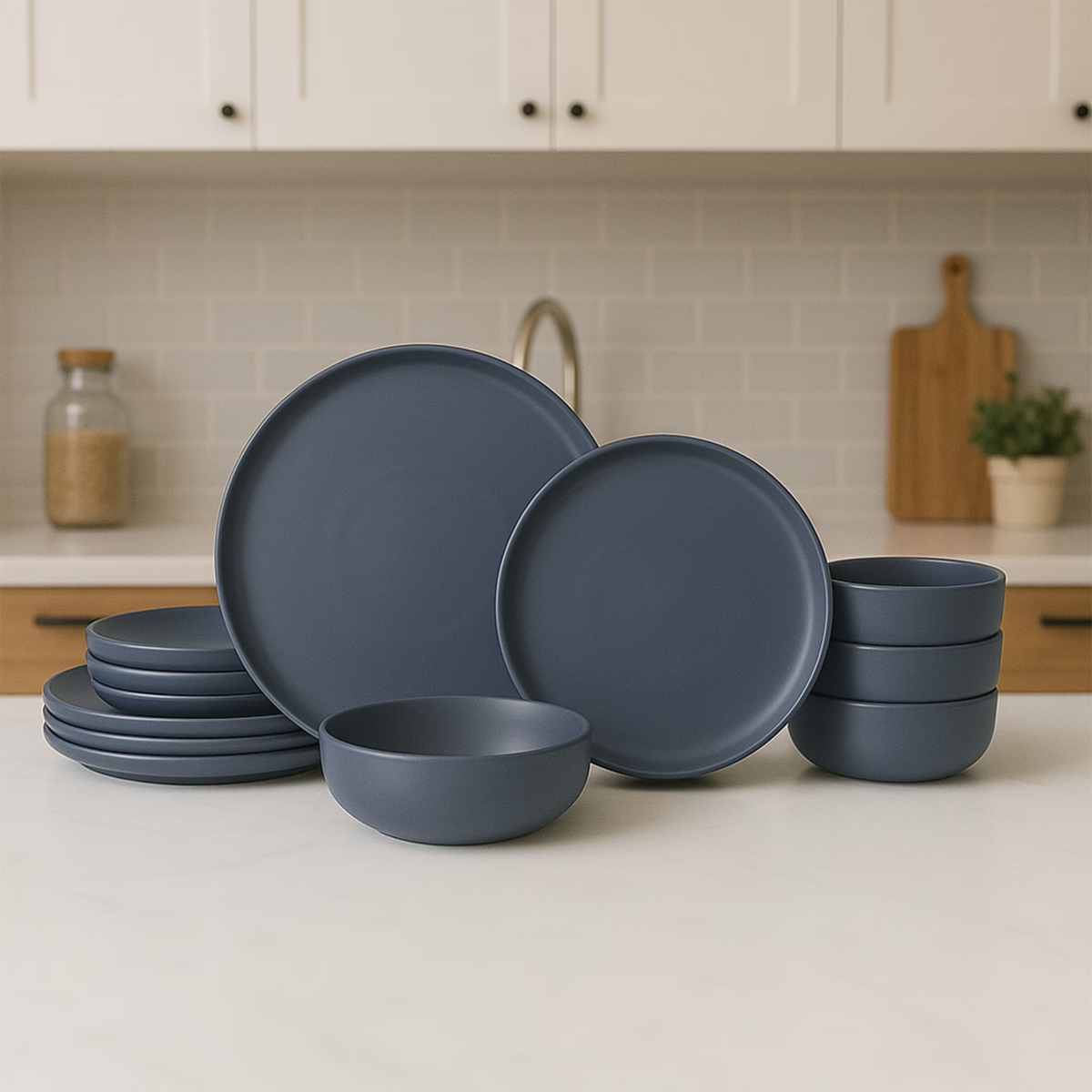 12-Piece Stoneware Dinnerware Set for 4, Matte Tableware with 10" Dinner Plates,7.5" Salad Plates & 5.9" Cereal Bowls, Microwave & Dishwasher Safe