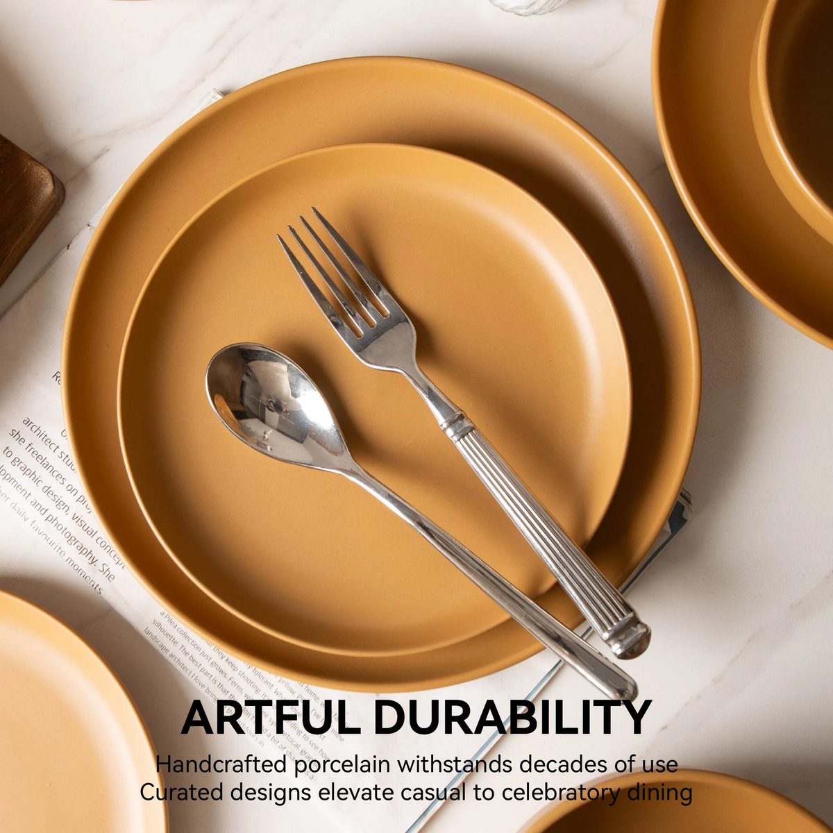 12-Piece Stoneware Dinnerware Set for 4, Matte Tableware with 10" Dinner Plates,7.5" Salad Plates & 5.9" Cereal Bowls, Microwave & Dishwasher Safe