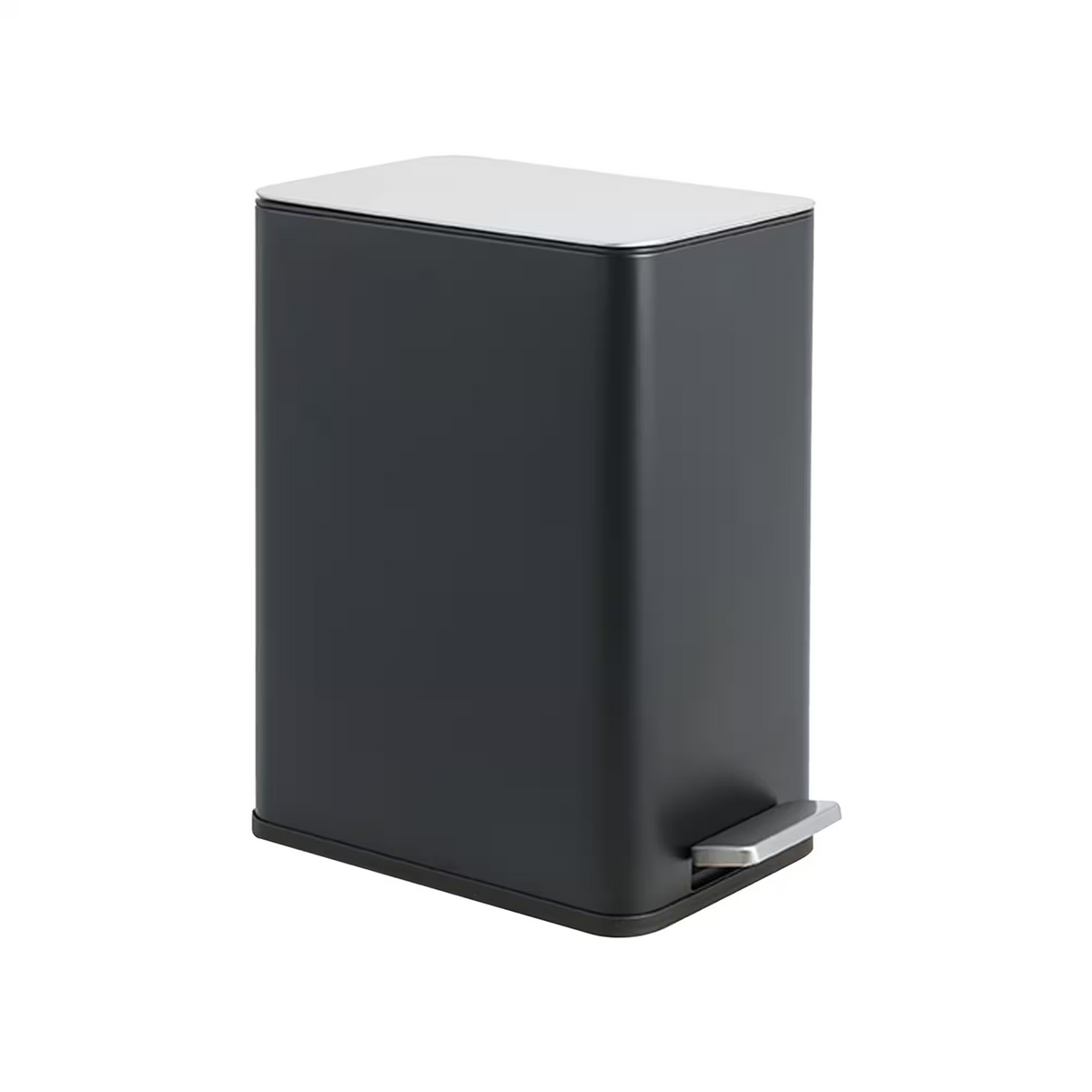 10L Rectangular Step Trash Can with Lid, 410 Stainless Steel, Removable Inner Bucket & Side Handle, Black, 2.6 Gallon