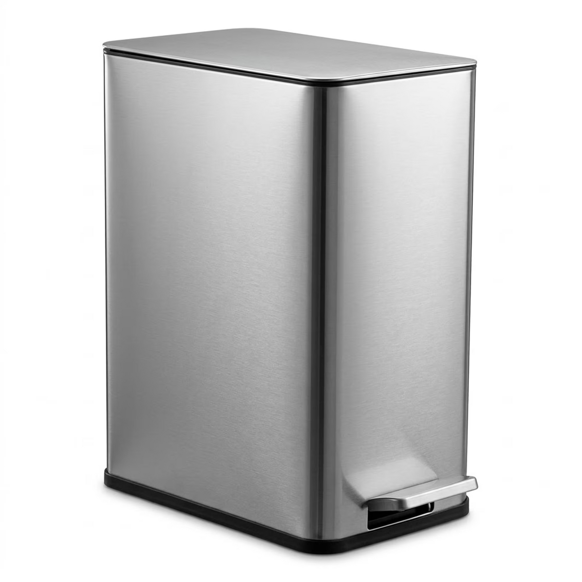 10L/2.6 Gallon Rectangular Step Trash Can, Stainless Steel Garbage Can with Foot Pedal, Removable Inner Bucket with Grip Groove and Side Handle