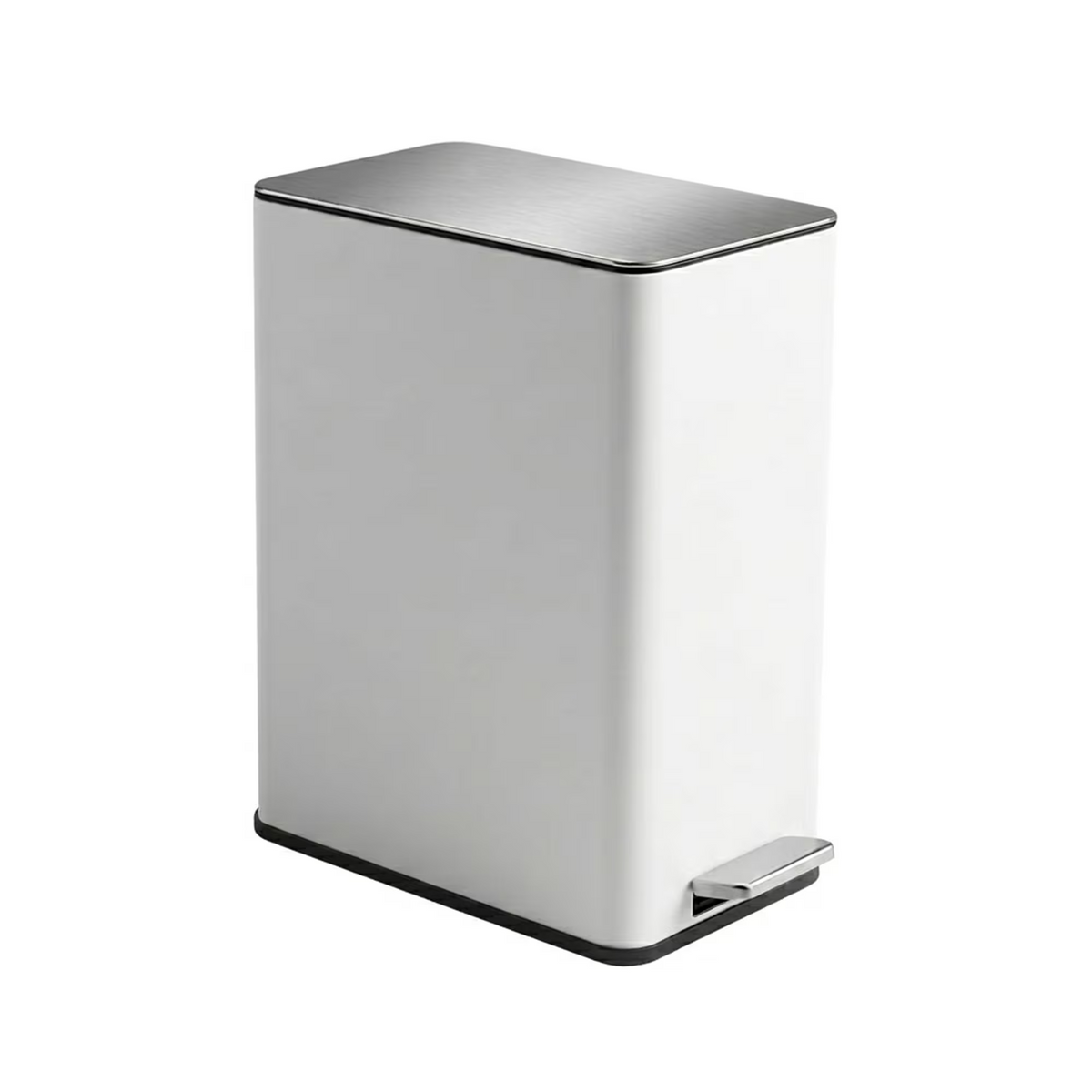 15L/4 Gallon Rectangular Step Trash Can, Stainless Steel Garbage Can with Foot Pedal, Removable Inner Bucket with Grip Groove and Side Handle