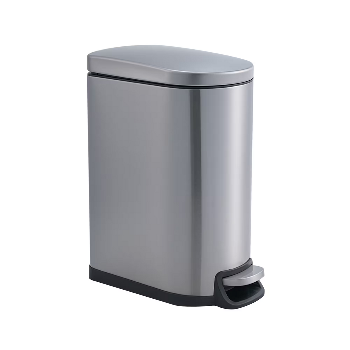 10L/2.6 Gallon Curved Step Trash Can, Stainless Steel Garbage Can with Foot Pedal, Removable Inner Bucket with Grip Groove and Lid Handle