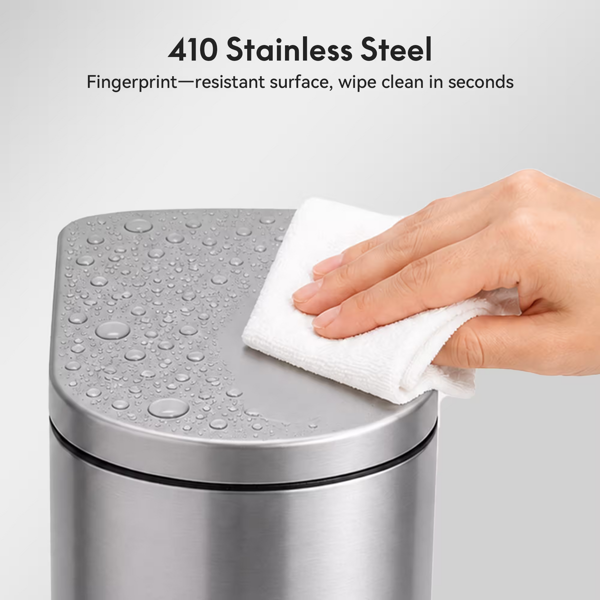10L/2.6 Gallon Curved Step Trash Can, Stainless Steel Garbage Can with Foot Pedal, Removable Inner Bucket with Grip Groove and Lid Handle