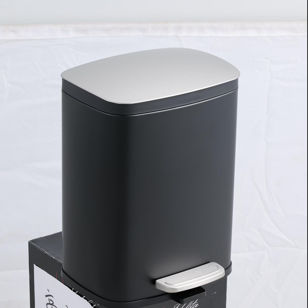 5L/1.32 Gallon Rectangular Step Trash Can, Stainless Steel Bathroom Garbage Can with Foot Pedal, Removable Inner Bucket and Side Handle