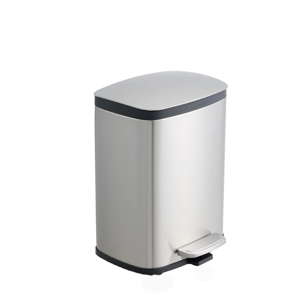 5L/1.32 Gallon Rectangular Step Trash Can, Stainless Steel Bathroom Garbage Can with Foot Pedal, Removable Inner Bucket and Side Handle