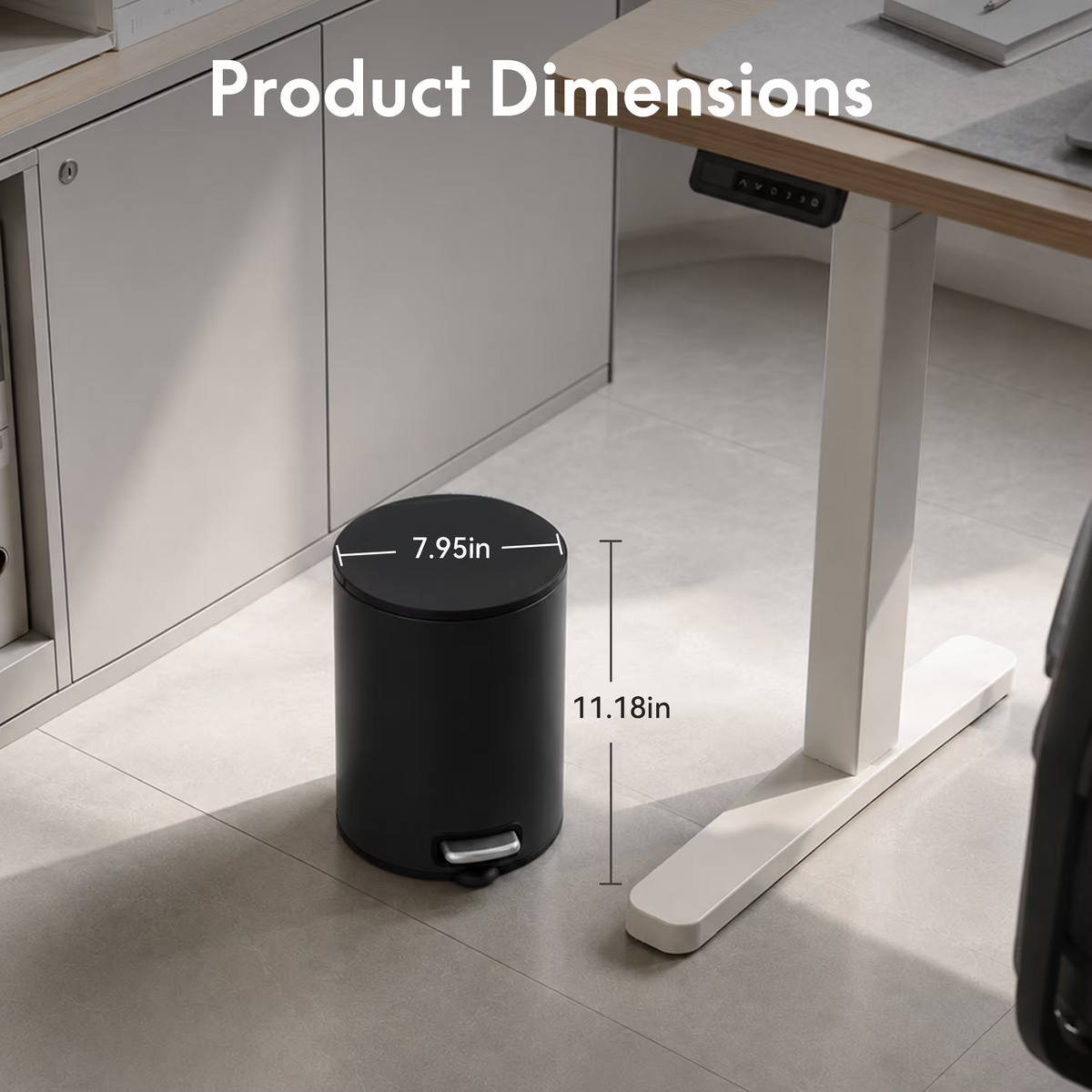 5L/1.32 Gallon Round Step Trash Can, Small Stainless Steel Bathroom Garbage Can with Foot Pedal and Removable Inner Bucket