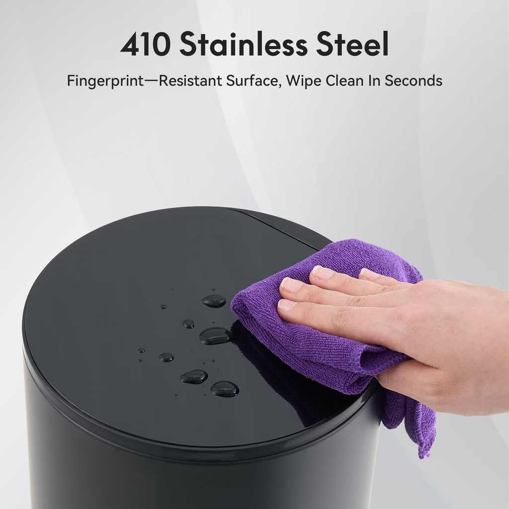 5L/1.32 Gallon Round Step Trash Can, Small Stainless Steel Bathroom Garbage Can with Foot Pedal and Removable Inner Bucket