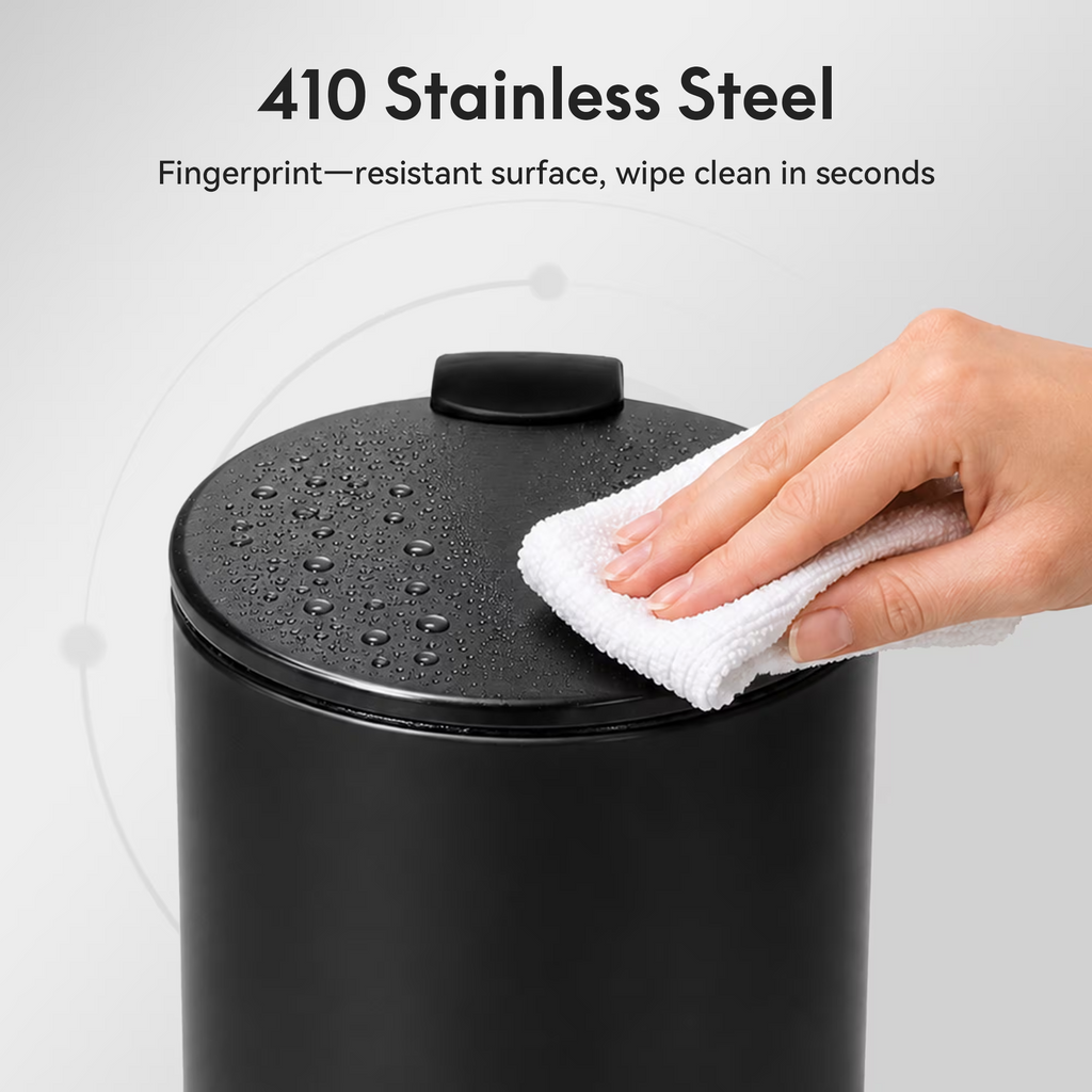 3L/0.8 Gallon Round Step Trash Can, Small Stainless Steel Bathroom Garbage Can with Foot Pedal and Removable Inner Bucket