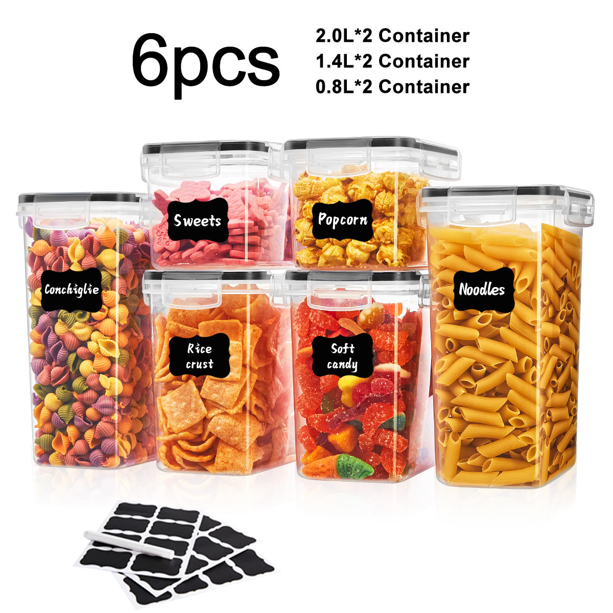 6/7/9 PCS Flour and Sugar Storage Container, Large Airtight Food Canisters with Lids for Kitchen, Pantry Organization, BPA Free, Black