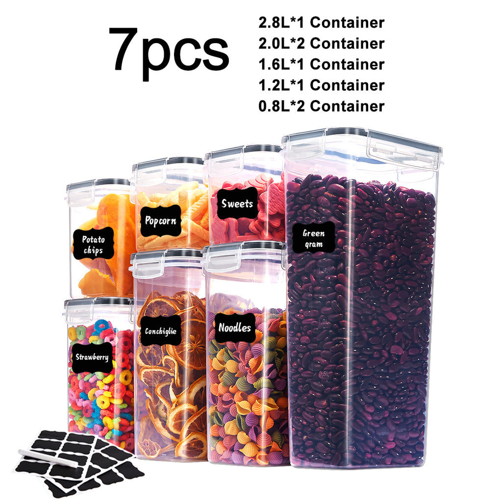 6/7/9 PCS Flour and Sugar Storage Container, Large Airtight Food Canisters with Lids for Kitchen, Pantry Organization, BPA Free, Black