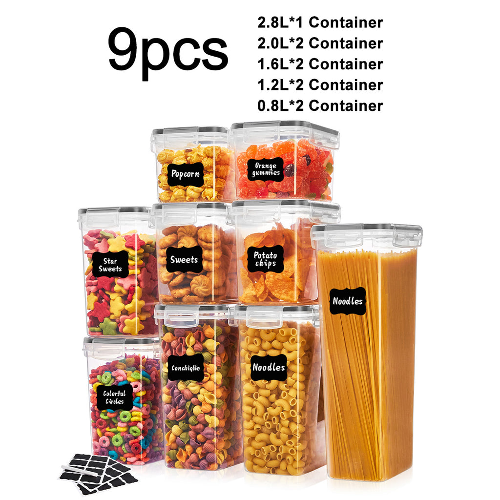 6/7/9 PCS Flour and Sugar Storage Container, Large Airtight Food Canisters with Lids for Kitchen, Pantry Organization, BPA Free, Black
