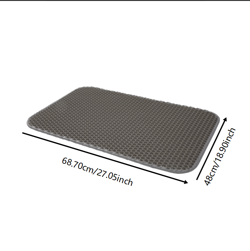 Cat Litter Mat 27.05x18.9 Inch Grey Double Layer Non Slip for Litter Scatter Control Traps 95% Debris Fast Cleaning Solution Cat Owners Home
