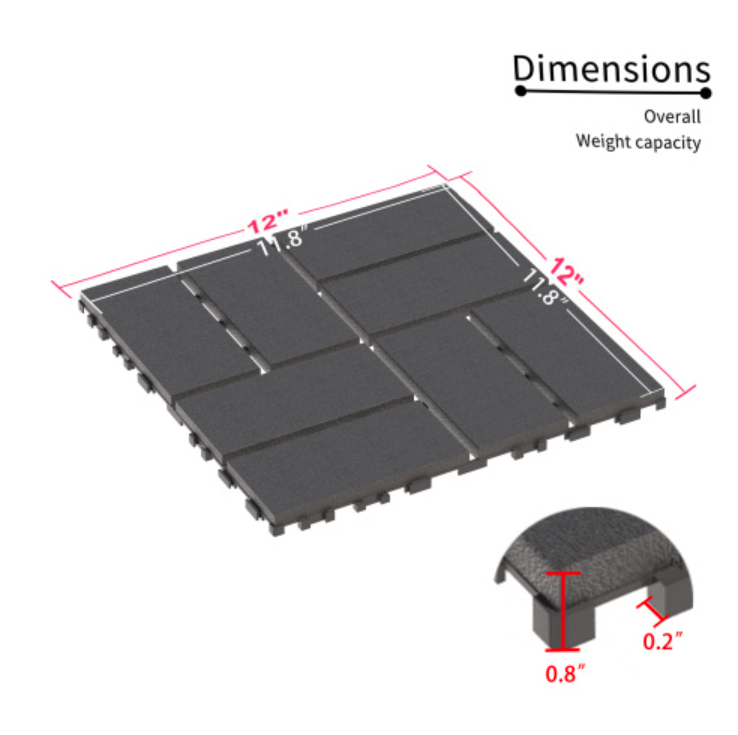 AEELLEEA 44 Pack Interlocking Plastic Deck Tiles, 12"x12" Waterproof Patio Tiles, All Weather Floor Tiles for Balcony Backyard Poolside
