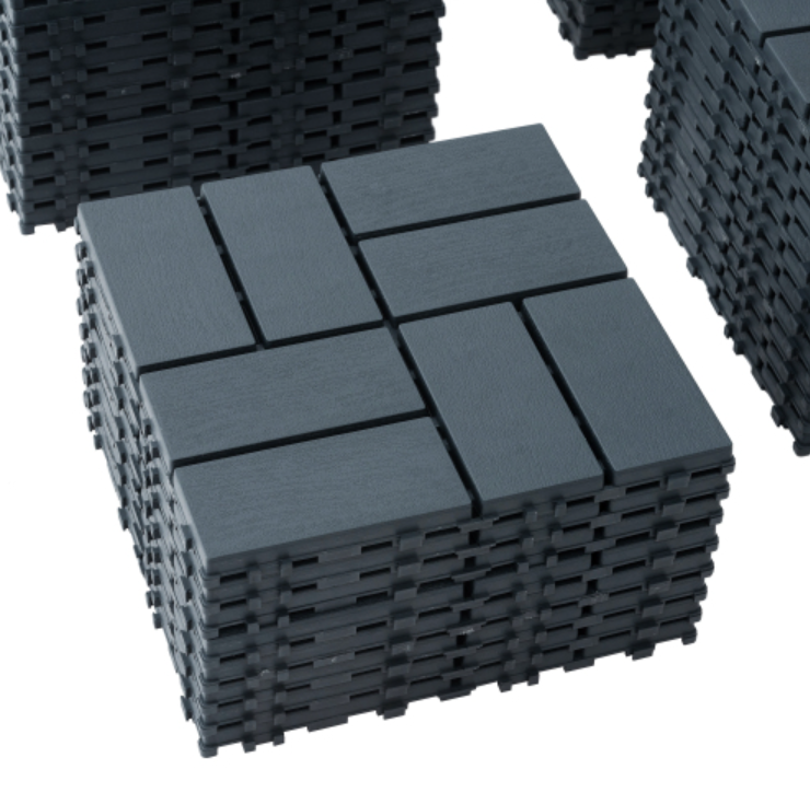AEELLEEA 44 Pack Interlocking Plastic Deck Tiles, 12"x12" Waterproof Patio Tiles, All Weather Floor Tiles for Balcony Backyard Poolside
