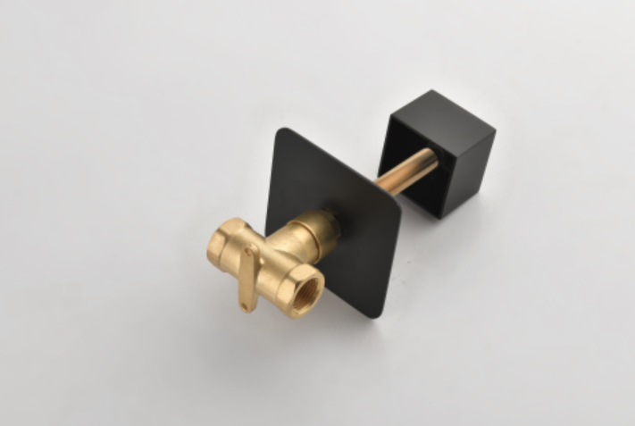 AEELLEEA 1 Piece 3/4 Inch Shower Volume Control Valve, Square Matte Black Concealed Water Flow Control Stop Valve for Bathroom