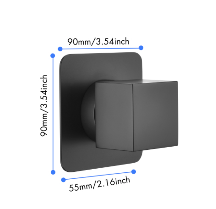 AEELLEEA 1 Pack Matte Black Brass Shower Volume Control Valve, 3/4 Inch Square Shower Water Flow Control Trim Kit