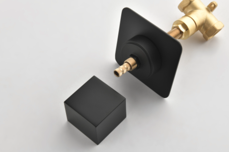 AEELLEEA 3/4 Inch Shower Volume Control Valve, Matte Black & Brass Water Flow Control Valve, 3 Piece Set
