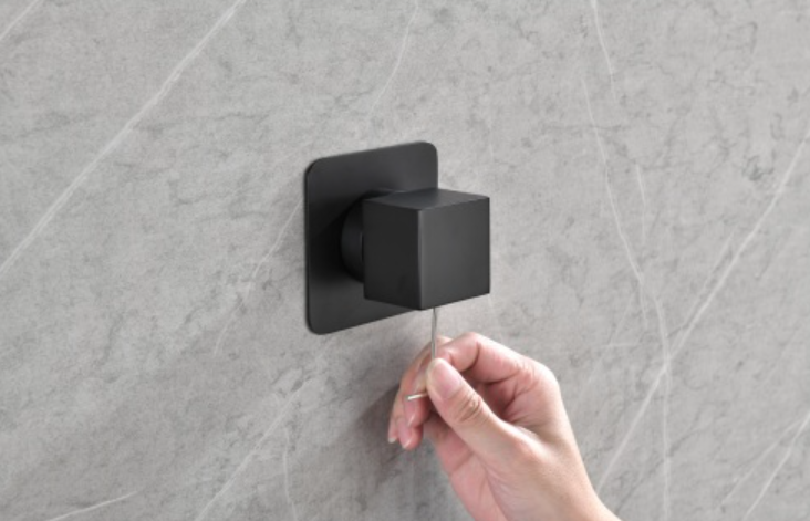 AEELLEEA 1 Pack Matte Black Brass Shower Volume Control Valve, 3/4 Inch Square Shower Water Flow Control Trim Kit