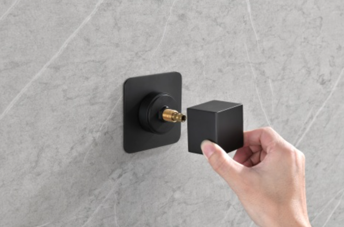 AEELLEEA 1 Pack Shower Volume Control Valve, 3/4 Inch Brass Concealed Wall Mount Valve with Matte Black Square Trim for Bathroom
