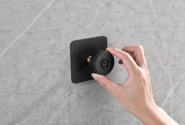 AEELLEEA 1 Pack Matte Black Brass Shower Volume Control Valve, 3/4 Inch Square Shower Water Flow Control Trim Kit