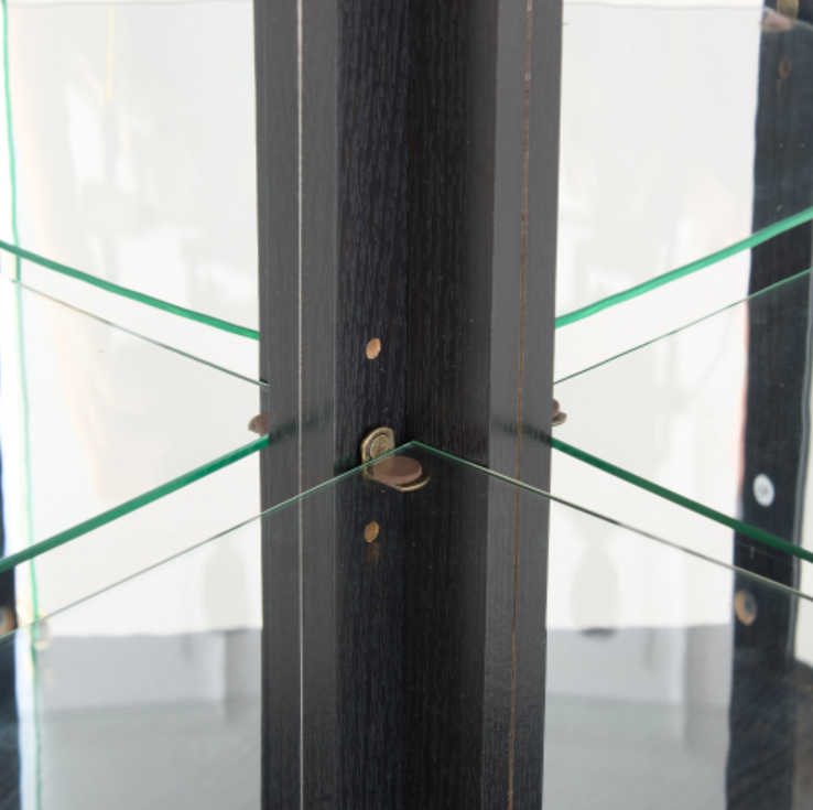 AEELLEEA Hexagonal Glass Curio Cabinet, Adjustable Tempered Glass Shelves, Mirrored Back, Magnetic Doors