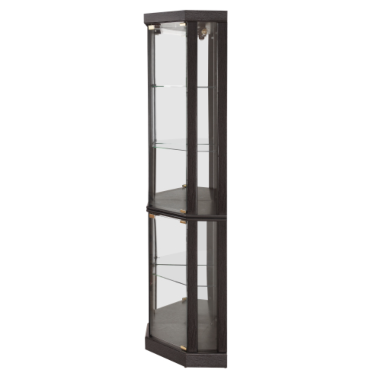 AEELLEEA Hexagonal Glass Curio Cabinet, Adjustable Tempered Glass Shelves, Mirrored Back, Magnetic Doors