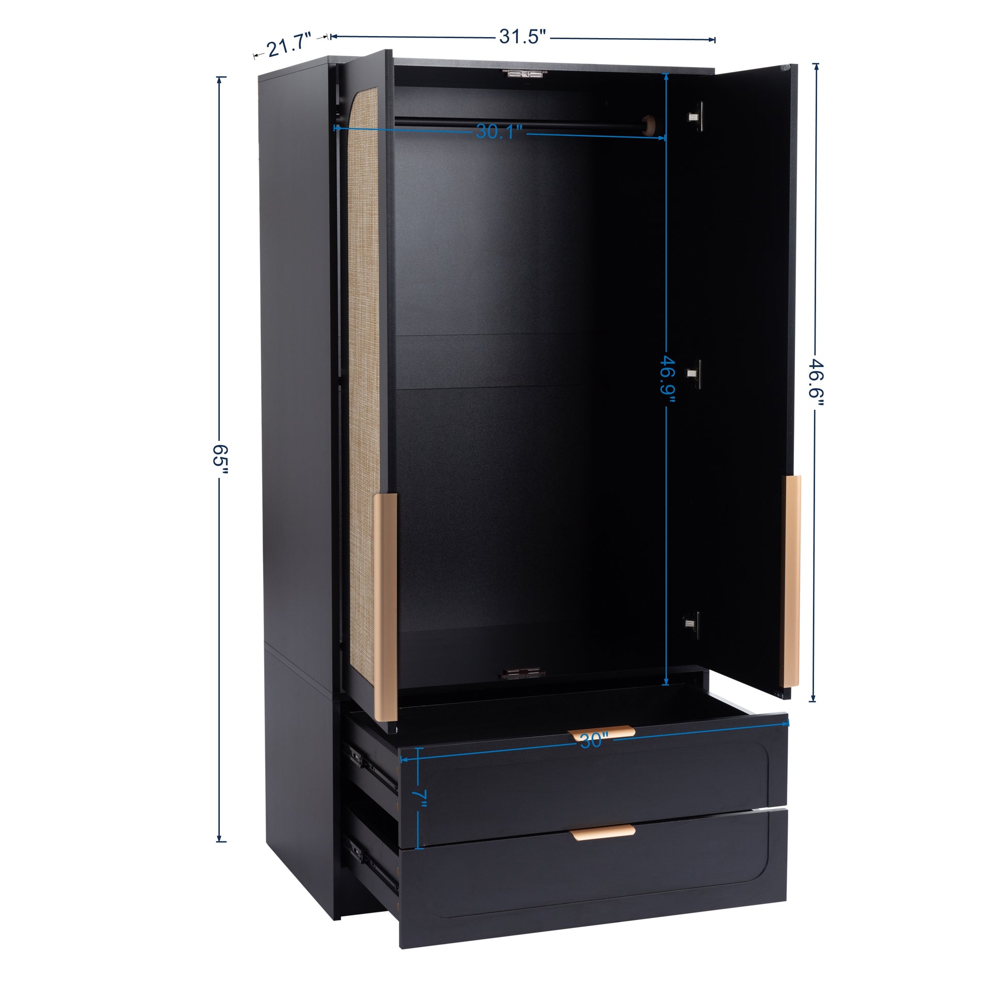 2 doors Armoire Wardrobe with 2 Drawers