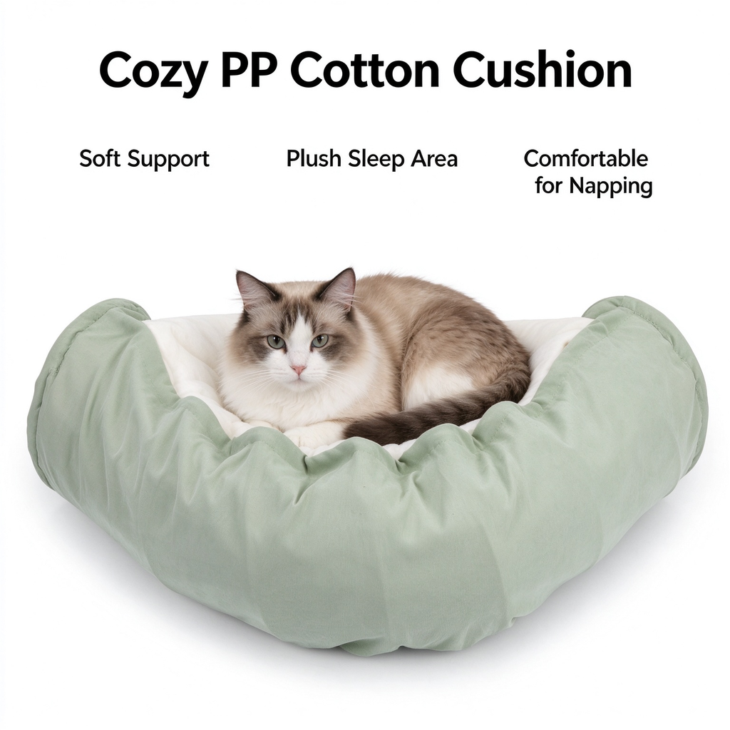Collapsible Cat Tunnel with Cat Bed, Matcha Green Oxford Cloth Cat Play Tunnel with Hanging Balls & Removable Cushion for Indoor Cats