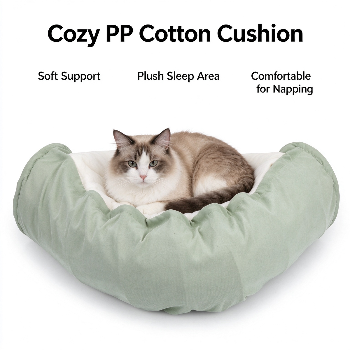 Collapsible Cat Tunnel with Cat Bed, Matcha Green Oxford Cloth Cat Play Tunnel with Hanging Balls & Removable Cushion for Indoor Cats