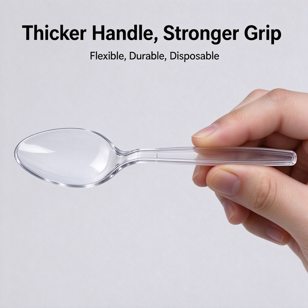 300‑Count Heavy‑Duty White Disposable Plastic Spoons Bulk, 6‑Inch Heat‑Resistant Flatware for Hot & Cold Food, Party & Event Utensils