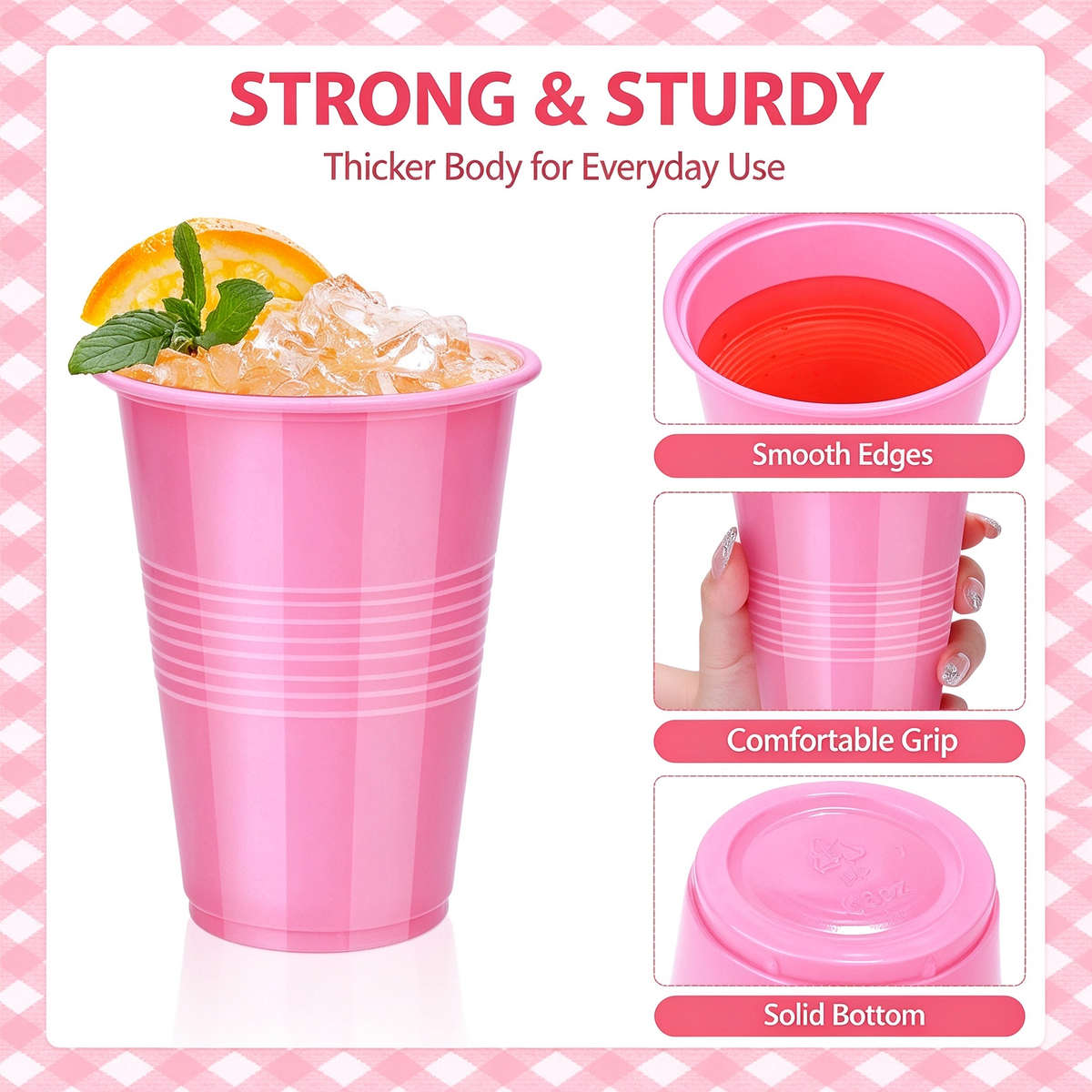 50-Pack 16oz Solid Pink Disposable Plastic Drinking Cups, Heavy Duty Party Drinkware for Birthday, Wedding, Baby Shower & Gender Reveal Parties