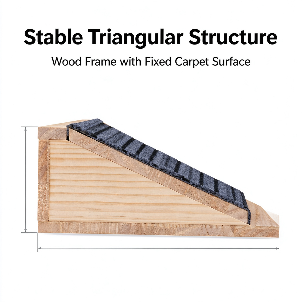 2 Pack Wooden Dog Ramp, Non-Slip Carpet Pet Stairs for Small & Senior Dogs, Natural Pine Wood Dog Steps for Bed & Couch