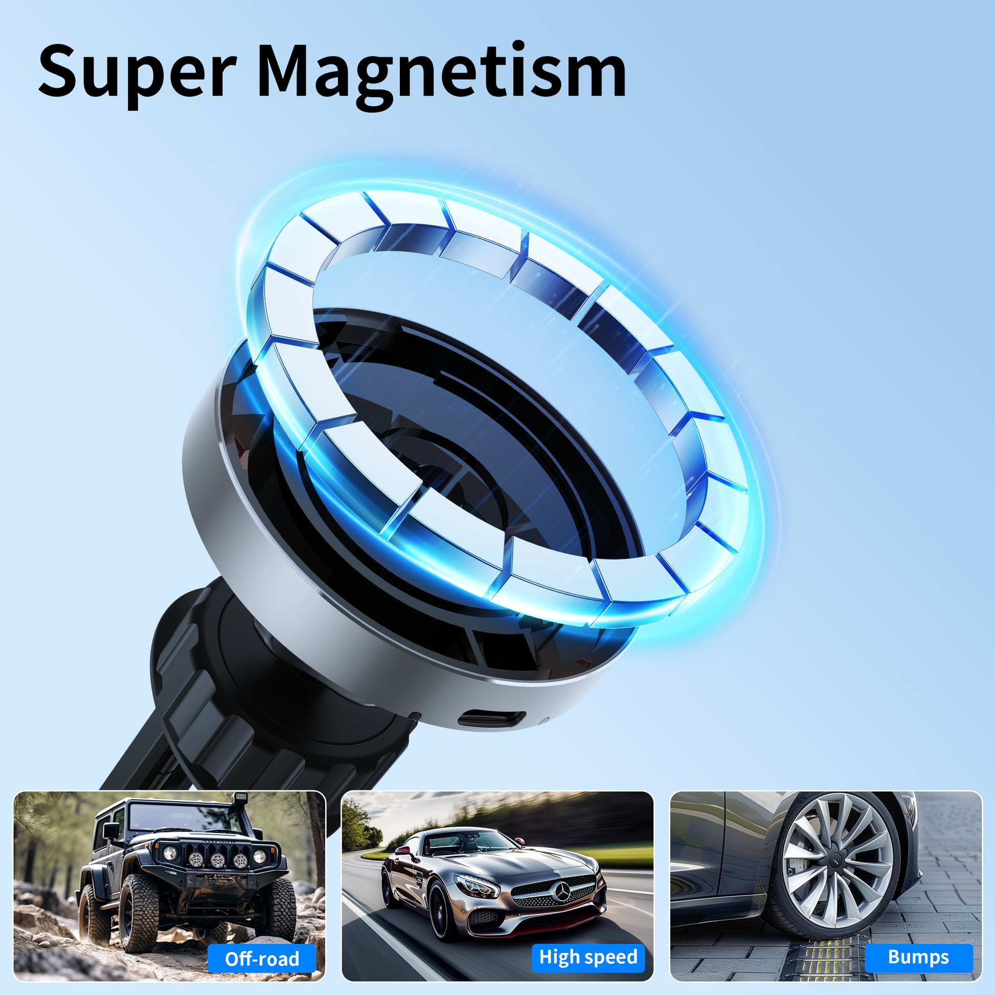 Magnetic Phone Mount for Car, Car Vent Phone Mount with 360 Degree Rotation, Vent Magnetic Phone Holder Compatible with iPhone, Samsung, Android Smartphones & GPS Devices