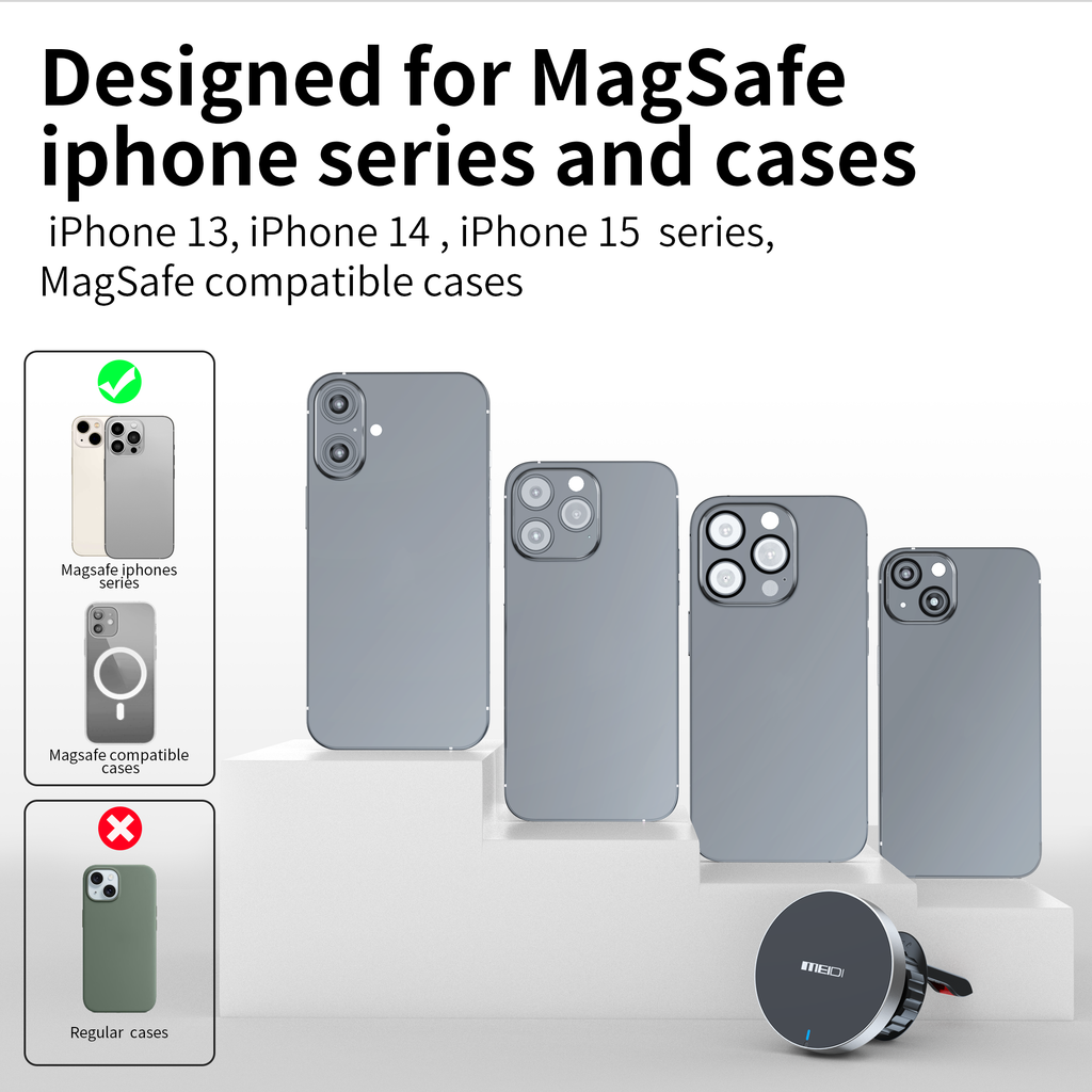 Magnetic Phone Mount for Car, Car Vent Phone Mount with 360 Degree Rotation, Vent Magnetic Phone Holder Compatible with iPhone, Samsung, Android Smartphones & GPS Devices