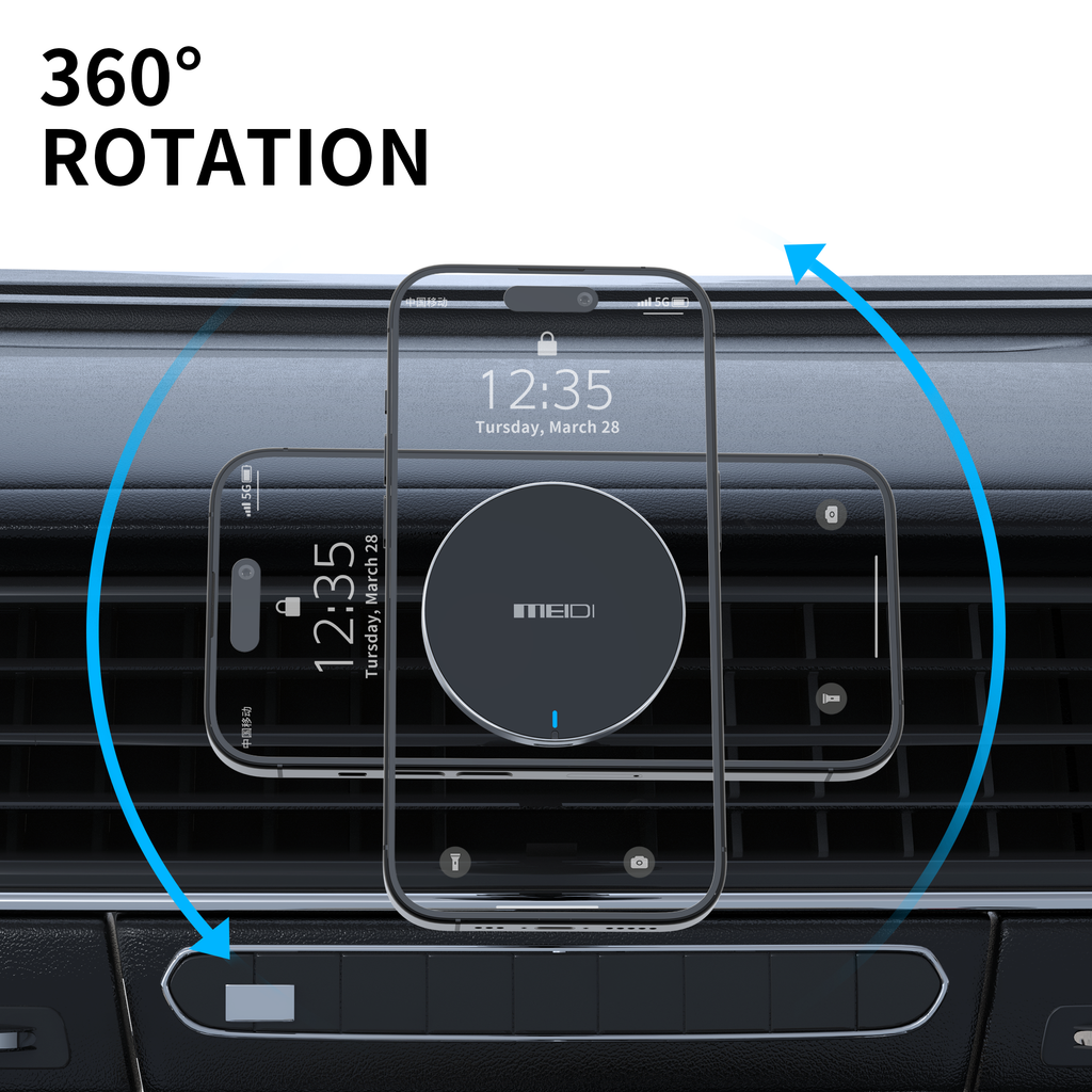 Magnetic Phone Mount for Car, Car Vent Phone Mount with 360 Degree Rotation, Vent Magnetic Phone Holder Compatible with iPhone, Samsung, Android Smartphones & GPS Devices