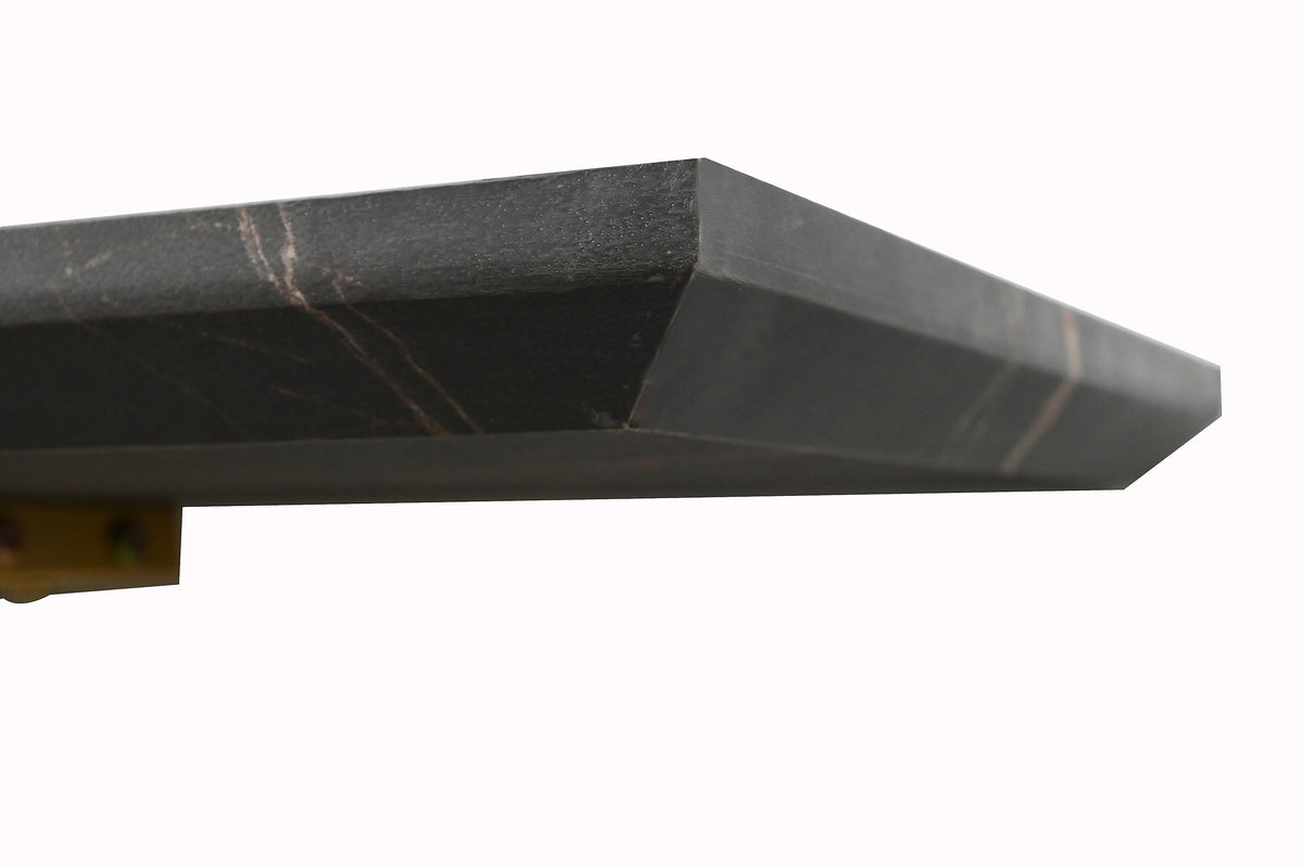 AEELLEEA 43.3 in Console Table, Black Marble-Look MDF Top with Gold Intertwined Metal Base, Narrow Entryway Accent Table