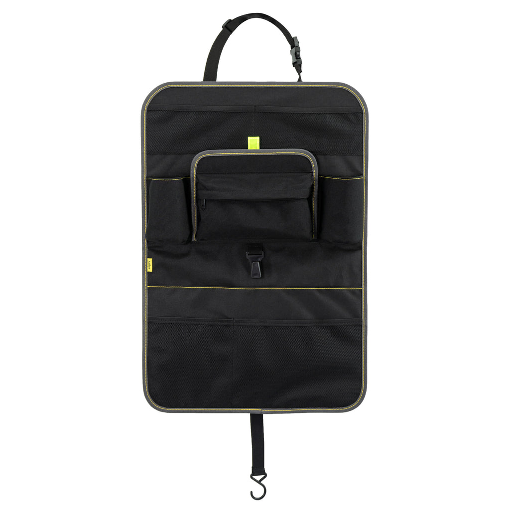 Car Back Seat Organizer with Foldable Tray Table, Multifunctional Seat Back Storage Organizer with Tablet Holder, Travel Storage for Cars, SUVs and Trucks, Black